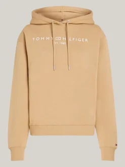 Bluzy Dresowe & Z Kapturem*Tommy Hilfiger Bluza Z Kapturem I Wyhaftowanym Logo CLASSIC KHAKI