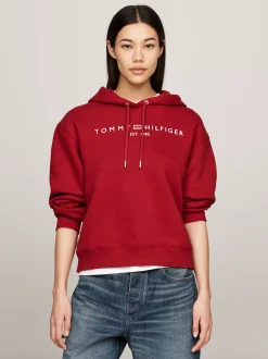 Bluzy Dresowe & Z Kapturem*Tommy Hilfiger Bluza Z Kapturem I Wyhaftowanym Logo DARK MAGMA
