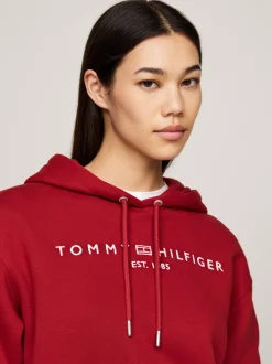 Bluzy Dresowe & Z Kapturem*Tommy Hilfiger Bluza Z Kapturem I Wyhaftowanym Logo DARK MAGMA