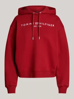 Bluzy Dresowe & Z Kapturem*Tommy Hilfiger Bluza Z Kapturem I Wyhaftowanym Logo DARK MAGMA