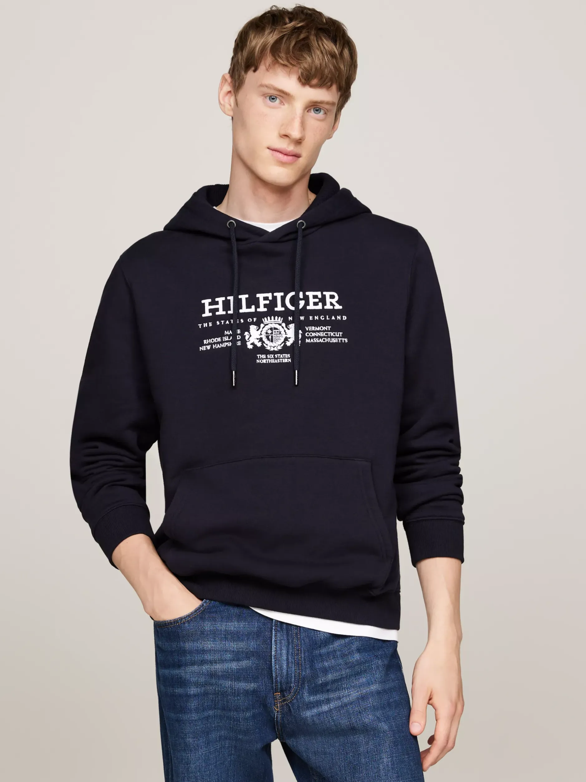 Bluzy Dresowe & Z Kapturem*Tommy Hilfiger Bluza Z Kapturem I Wyszywanym Emblematem DESERT SKY