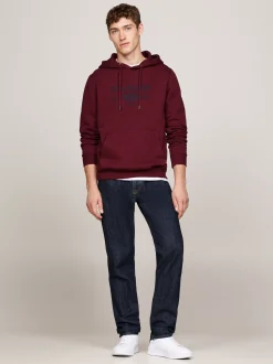 Bluzy Dresowe & Z Kapturem*Tommy Hilfiger Bluza Z Kapturem I Wyszywanym Emblematem DEEP ROUGE