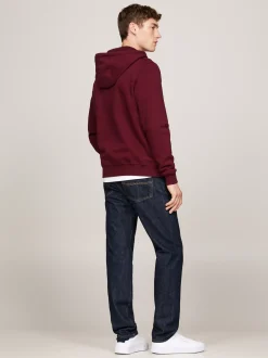 Bluzy Dresowe & Z Kapturem*Tommy Hilfiger Bluza Z Kapturem I Wyszywanym Emblematem DEEP ROUGE