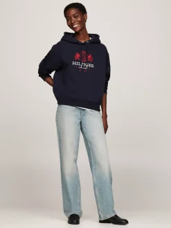 Bluzy Dresowe & Z Kapturem*Tommy Hilfiger Bluza Z Kapturem I Wyszywanym Logo DESERT SKY