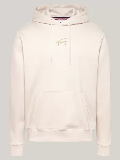 Bluzy Dresowe & Z Kapturem*Tommy Hilfiger Bluza Z Kapturem I Złotym Kaligrafowanym Logo NEWSPRINT