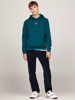 Bluzy Dresowe & Z Kapturem*Tommy Hilfiger Bluza Z Kapturem I Złotym Kaligrafowanym Logo DEEP SEAWATER