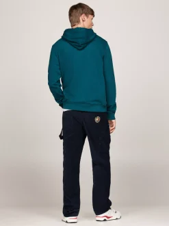 Bluzy Dresowe & Z Kapturem*Tommy Hilfiger Bluza Z Kapturem I Złotym Kaligrafowanym Logo DEEP SEAWATER