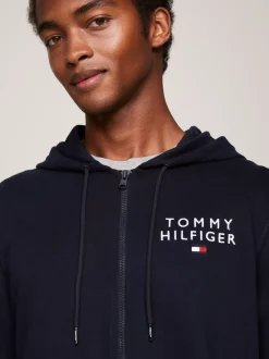 Stroje Domowe*Tommy Hilfiger Bluza Z Kapturem Lounge TH Original Z Logo DESERT SKY