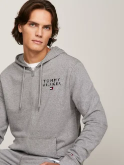 Stroje Domowe*Tommy Hilfiger Bluza Z Kapturem Lounge TH Original Z Logo MEDIUM GREY HEATHER