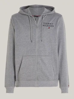 Stroje Domowe*Tommy Hilfiger Bluza Z Kapturem Lounge TH Original Z Logo MEDIUM GREY HEATHER