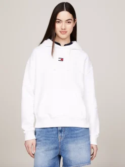 Bluzy Dresowe & Z Kapturem*Tommy Hilfiger Bluza Z Kapturem O Pudełkowym Kroju WHITE