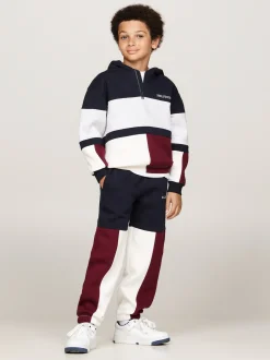 Bluzy Dresowe I Z Kapturem*Tommy Hilfiger Bluza Z Kapturem W Bloki Kolorów RED WHITE BLUE