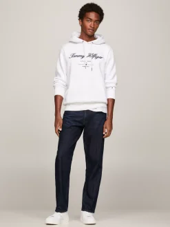 Bluzy Dresowe & Z Kapturem*Tommy Hilfiger Bluza Z Kapturem Z Kaligrafowanym Logo WHITE