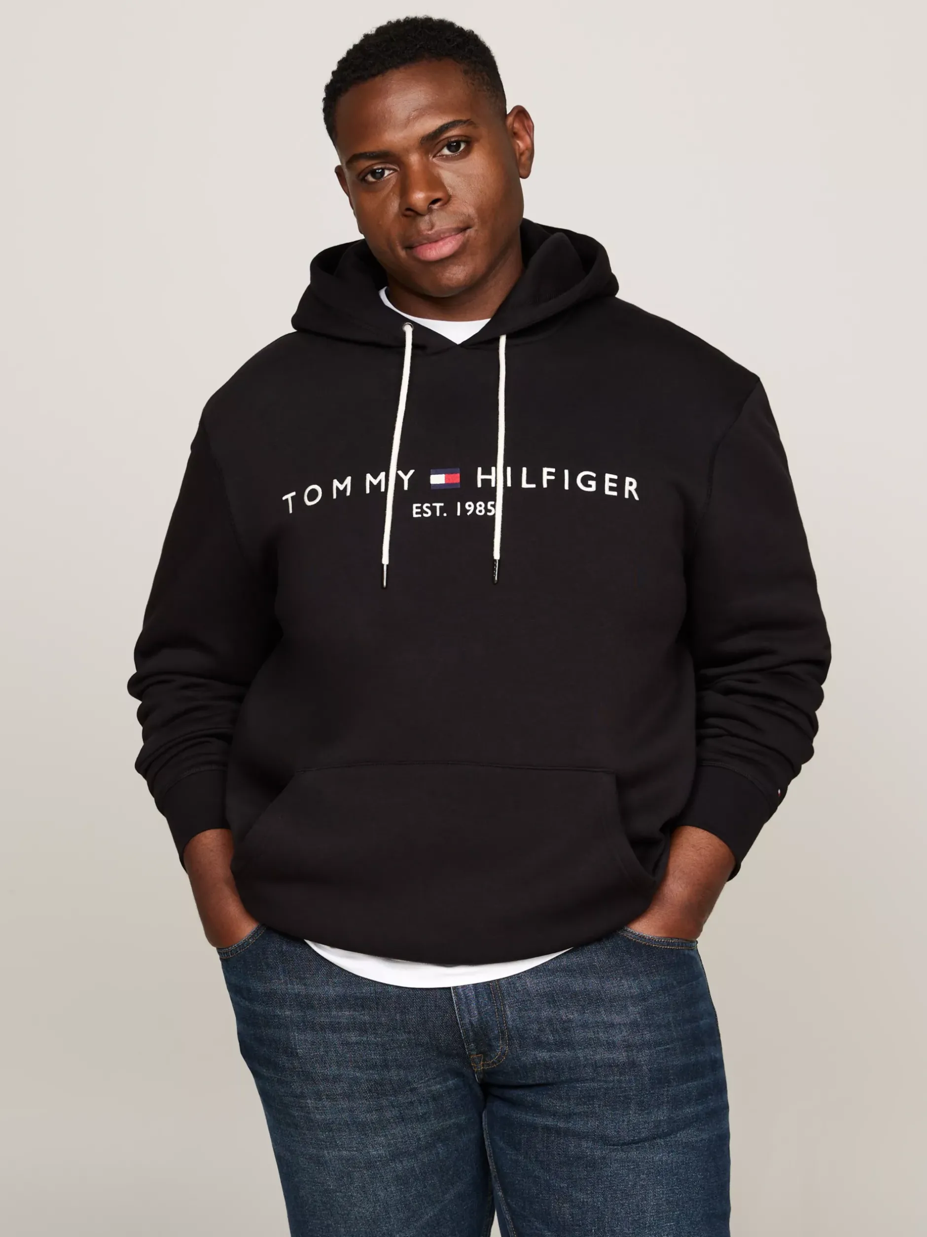 Bluzy Dresowe & Z Kapturem*Tommy Hilfiger Bluza Z Kapturem Z Kolekcji Plus BLACK