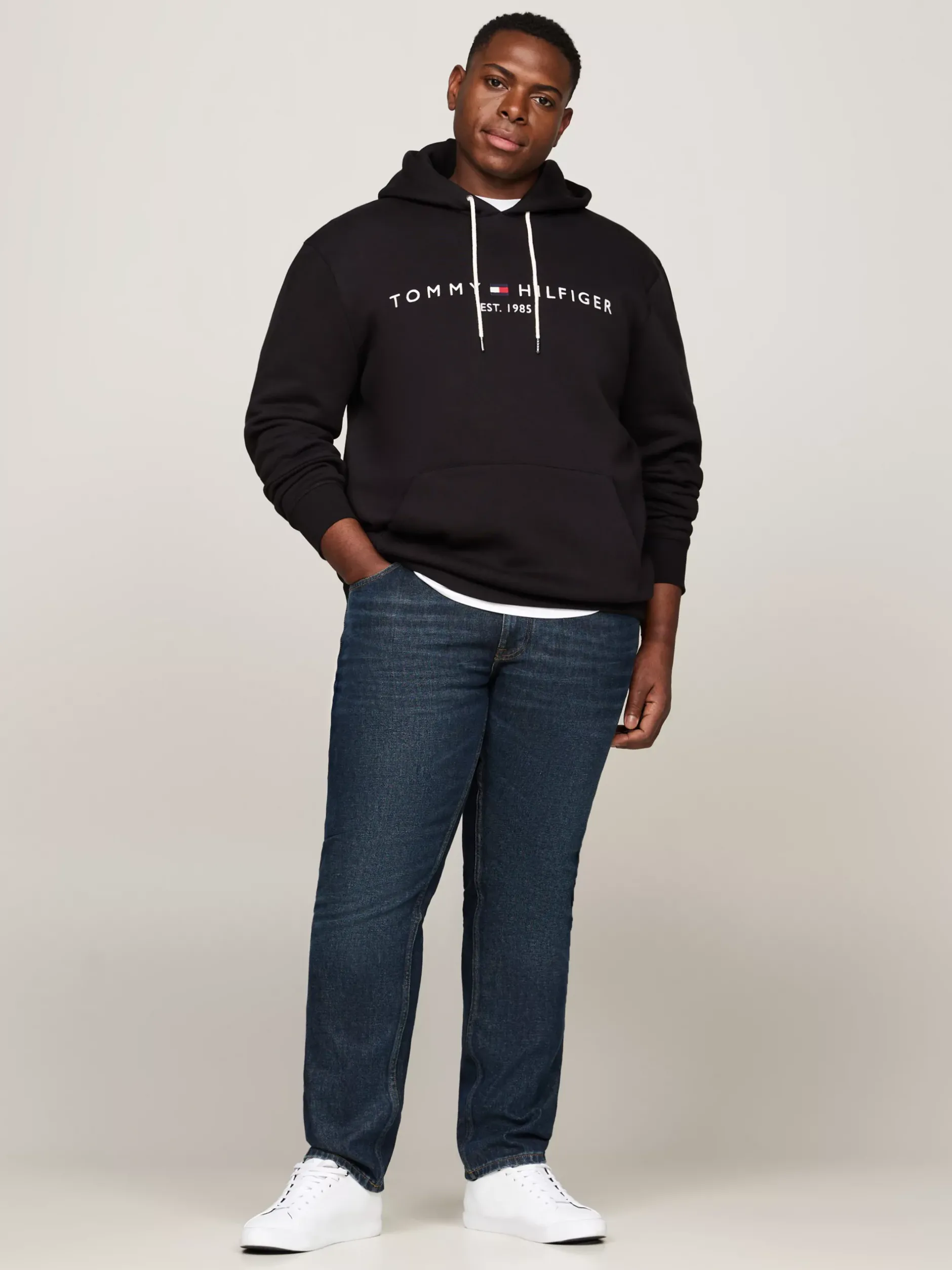 Bluzy Dresowe & Z Kapturem*Tommy Hilfiger Bluza Z Kapturem Z Kolekcji Plus BLACK