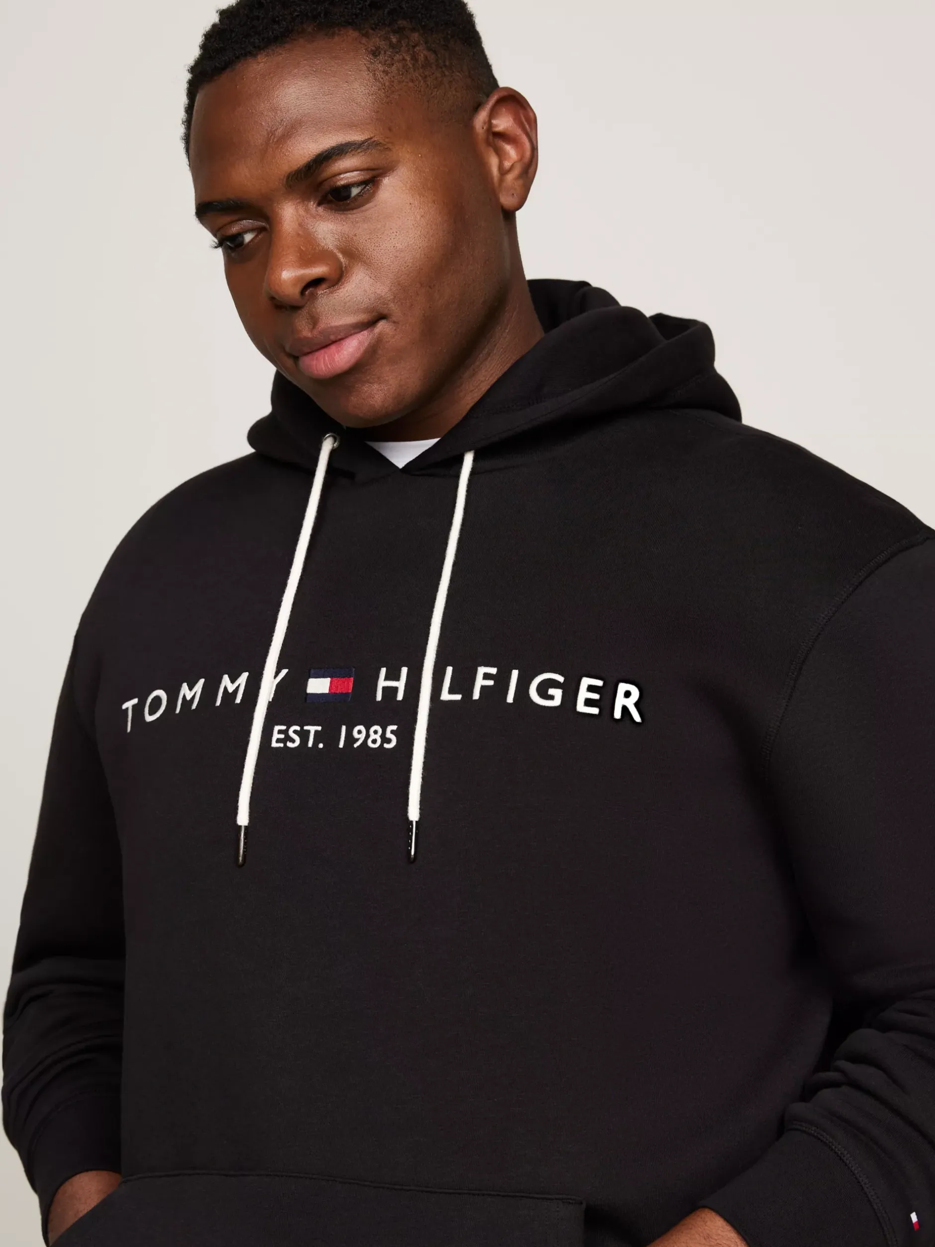 Bluzy Dresowe & Z Kapturem*Tommy Hilfiger Bluza Z Kapturem Z Kolekcji Plus BLACK