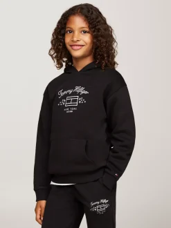 Bluzy Dresowe I Z Kapturem*Tommy Hilfiger Bluza Z Kapturem Z Logo BLACK