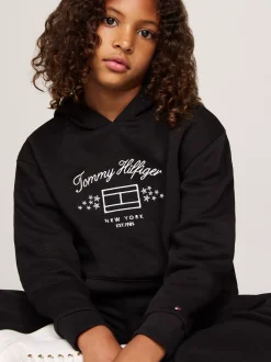 Bluzy Dresowe I Z Kapturem*Tommy Hilfiger Bluza Z Kapturem Z Logo BLACK