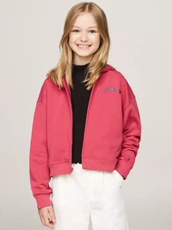 Bluzy Dresowe I Z Kapturem*Tommy Hilfiger Bluza Z Kapturem Z Logo W Stylu Varsity HERITAGE PINK