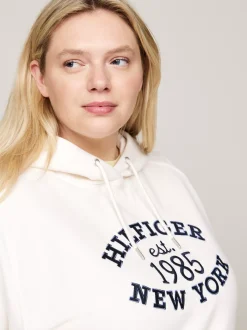 Bluzy Dresowe & Z Kapturem*Tommy Hilfiger Bluza Z Kapturem Z Logo Z Kolekcji Curve ANCIENT WHITE