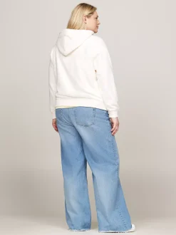 Bluzy Dresowe & Z Kapturem*Tommy Hilfiger Bluza Z Kapturem Z Logo Z Kolekcji Curve ANCIENT WHITE