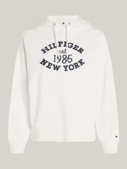 Bluzy Dresowe & Z Kapturem*Tommy Hilfiger Bluza Z Kapturem Z Logo Z Kolekcji Curve ANCIENT WHITE