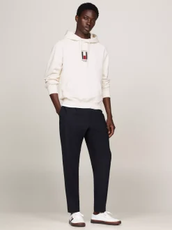 Bluzy Dresowe & Z Kapturem*Tommy Hilfiger Bluza Z Kapturem Z Troczkami I Pionowym Logo IVORY PETAL