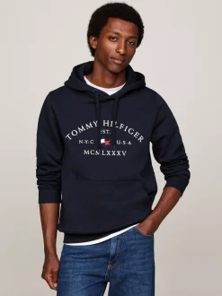 Bluzy Dresowe & Z Kapturem*Tommy Hilfiger Bluza Z Kapturem Z Troczkami I Z Logo DESERT SKY