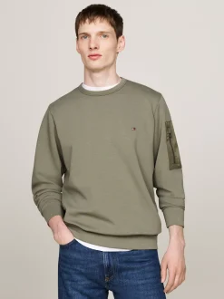 Bluzy Dresowe & Z Kapturem*Tommy Hilfiger Bluza Z Kieszenią Zapinaną Na Zamek BATTLE GREEN