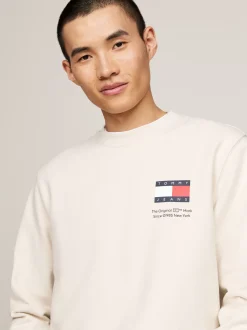 Bluzy Dresowe & Z Kapturem*Tommy Hilfiger Bluza Z Logo I Okrągłym Dekoltem NEWSPRINT
