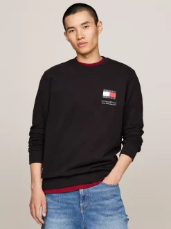 Bluzy Dresowe & Z Kapturem*Tommy Hilfiger Bluza Z Logo I Okrągłym Dekoltem BLACK