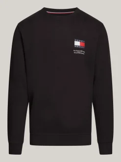 Bluzy Dresowe & Z Kapturem*Tommy Hilfiger Bluza Z Logo I Okrągłym Dekoltem BLACK