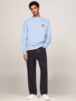 Bluzy Dresowe & Z Kapturem*Tommy Hilfiger Bluza Z Logo I Okrągłym Dekoltem WESTSIDE BLUE