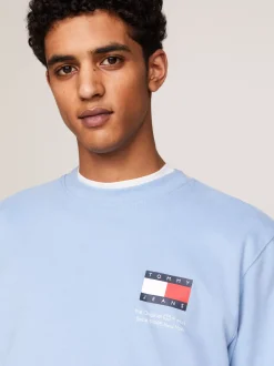 Bluzy Dresowe & Z Kapturem*Tommy Hilfiger Bluza Z Logo I Okrągłym Dekoltem WESTSIDE BLUE