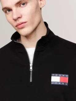 Bluzy Dresowe & Z Kapturem*Tommy Hilfiger Bluza Z Logo I Zapięciem Na Zamek BLACK