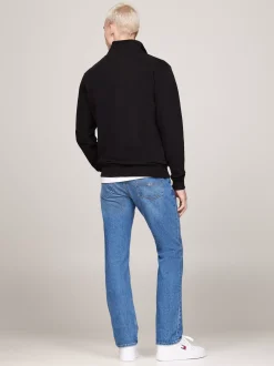 Bluzy Dresowe & Z Kapturem*Tommy Hilfiger Bluza Z Logo I Zapięciem Na Zamek BLACK