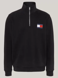 Bluzy Dresowe & Z Kapturem*Tommy Hilfiger Bluza Z Logo I Zapięciem Na Zamek BLACK
