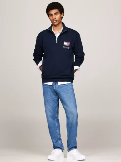 Bluzy Dresowe & Z Kapturem*Tommy Hilfiger Bluza Z Logo I Zapięciem Na Zamek DARK NIGHT NAVY