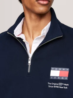 Bluzy Dresowe & Z Kapturem*Tommy Hilfiger Bluza Z Logo I Zapięciem Na Zamek DARK NIGHT NAVY