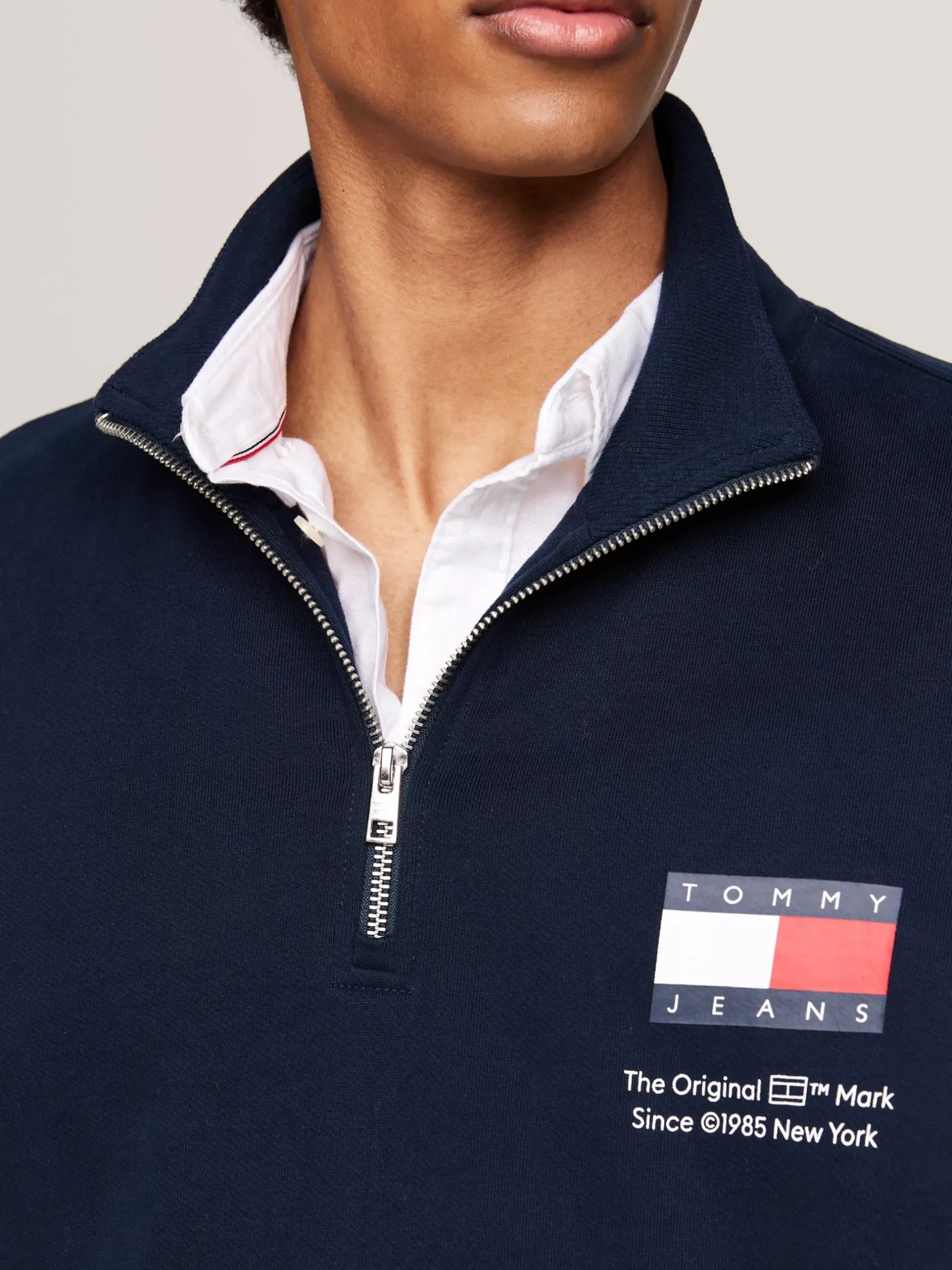 Bluzy Dresowe & Z Kapturem*Tommy Hilfiger Bluza Z Logo I Zapięciem Na Zamek DARK NIGHT NAVY
