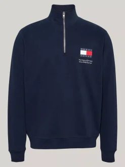 Bluzy Dresowe & Z Kapturem*Tommy Hilfiger Bluza Z Logo I Zapięciem Na Zamek DARK NIGHT NAVY