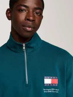 Bluzy Dresowe & Z Kapturem*Tommy Hilfiger Bluza Z Logo I Zapięciem Na Zamek DEEP SEAWATER