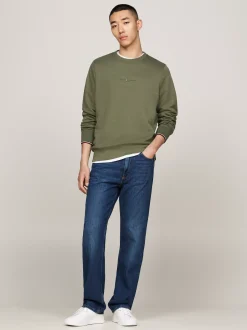 Bluzy Dresowe & Z Kapturem*Tommy Hilfiger Bluza Z Okrągłym Dekoltem BATTLE GREEN