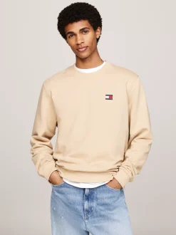 Bluzy Dresowe & Z Kapturem*Tommy Hilfiger Bluza Z Okrągłym Dekoltem I Naszywką Tommy GENTLE GOLD