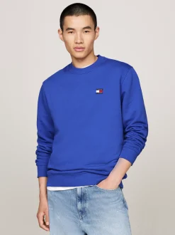 Bluzy Dresowe & Z Kapturem*Tommy Hilfiger Bluza Z Okrągłym Dekoltem I Naszywką Tommy BRIGHT BLUE