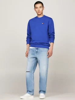 Bluzy Dresowe & Z Kapturem*Tommy Hilfiger Bluza Z Okrągłym Dekoltem I Naszywką Tommy BRIGHT BLUE