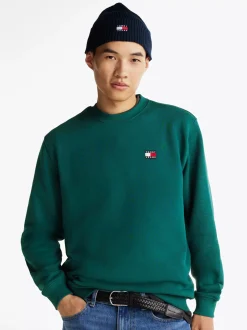 Bluzy Dresowe & Z Kapturem*Tommy Hilfiger Bluza Z Okrągłym Dekoltem I Naszywką Tommy DEEP SEAWATER
