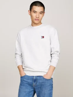 Bluzy Dresowe & Z Kapturem*Tommy Hilfiger Bluza Z Okrągłym Dekoltem I Naszywką Tommy SILVER GREY HTR