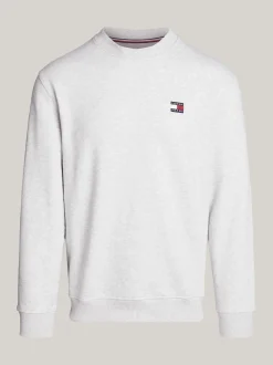 Bluzy Dresowe & Z Kapturem*Tommy Hilfiger Bluza Z Okrągłym Dekoltem I Naszywką Tommy SILVER GREY HTR