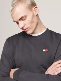 Bluzy Dresowe & Z Kapturem*Tommy Hilfiger Bluza Z Okrągłym Dekoltem I Naszywką Tommy NEW CHARCOAL